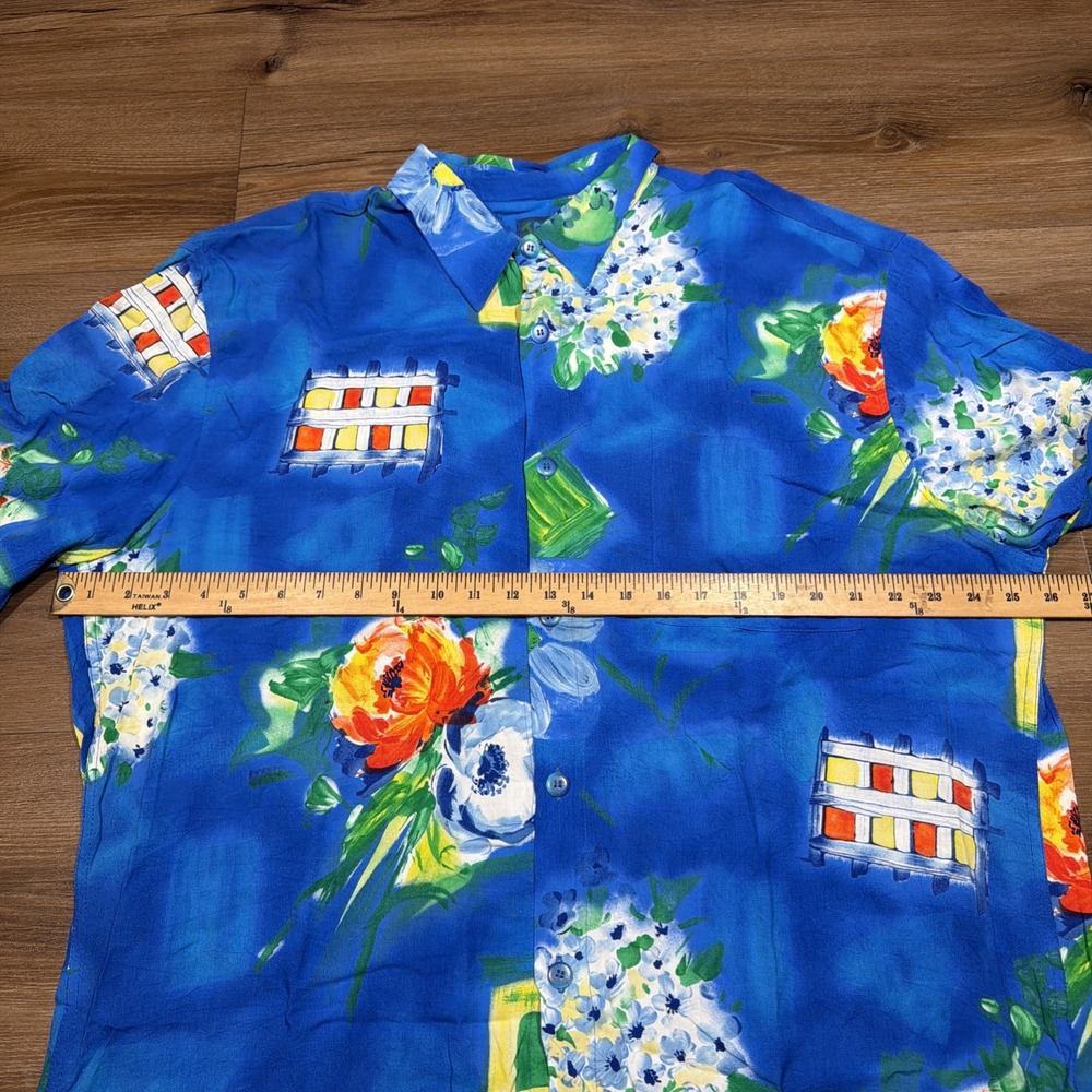 JAMS WORLD Men's XL Hawaiian Button Shirt "Bludrangea" Floral Blue 100% Rayon - Picture 6 of 11